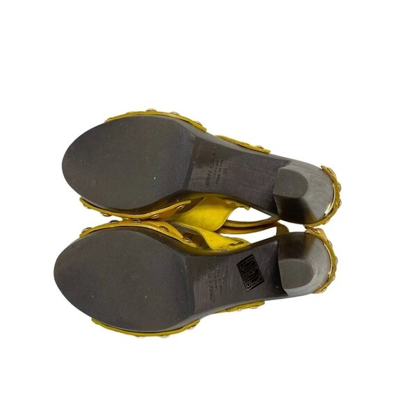 JIMMY CHOO - Yellow Leather Suede Women's Sandals 94-080125 - Picture 4 of 8